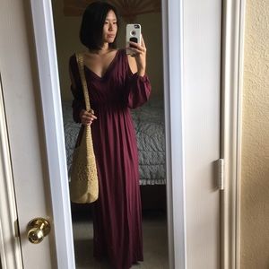 Earthbound open shoulder maxi dress size small